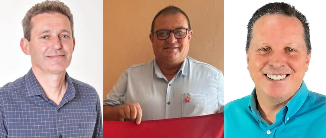 Foto: Ivan Rech (PL) - Neivaldo Kuss (PT)- Álvaro Heilmann(PSDB) - pré-candidatos a prefeito de Itaiópolis.