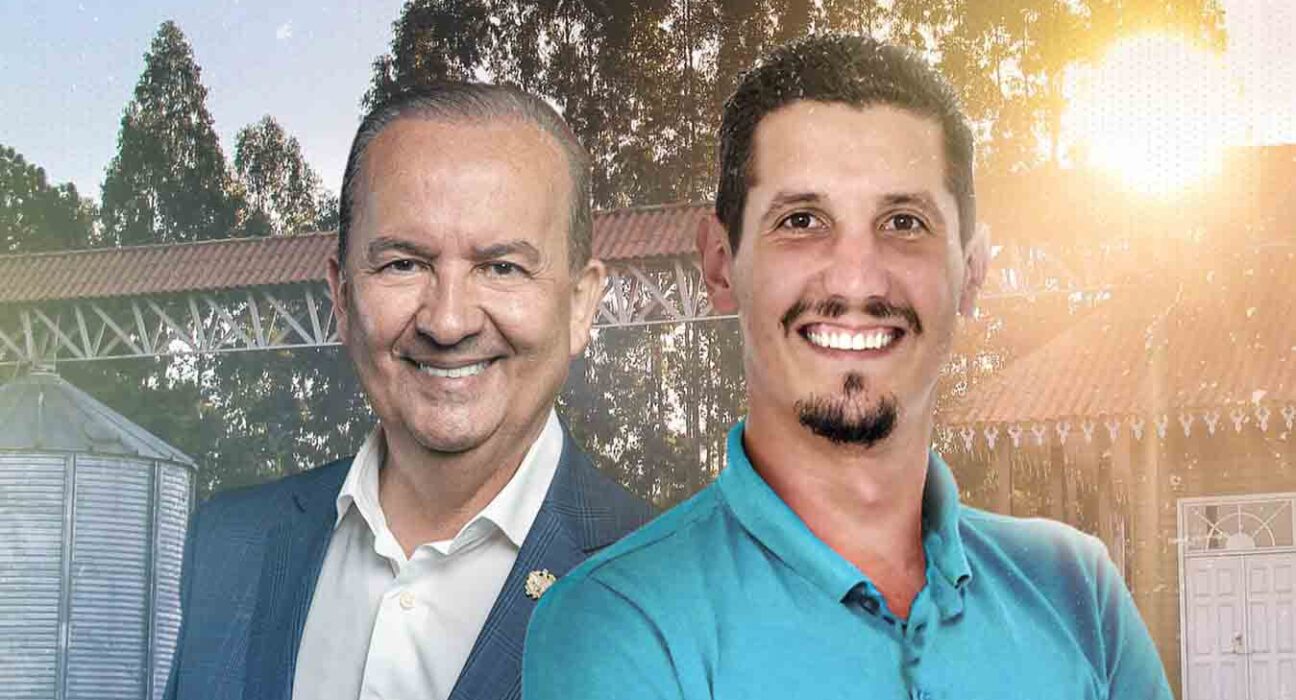 Uma das peças com a mensagem "Hora de mudar" trazia a foto de Jorginho Mello como apoiador do pré-candidato