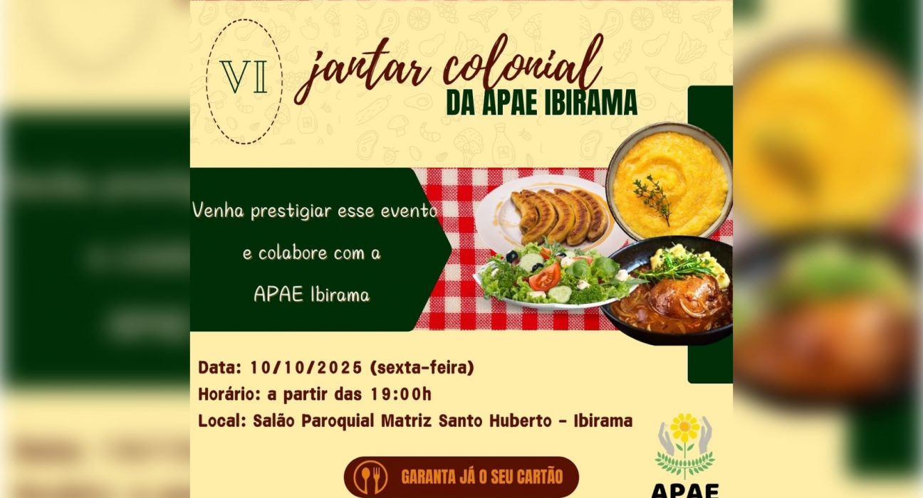 Evento solidário contará com cardápio típico, música ao vivo e renda revertida para a entidade.